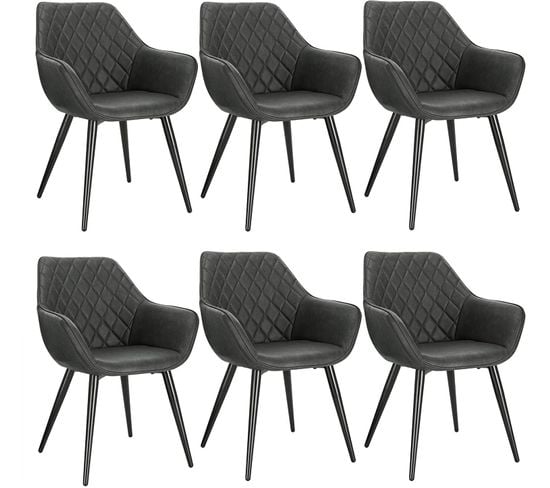 6xchaises De Salon Chaises De Salle À Manger Matière En Similicuir Et Métal Anthracite