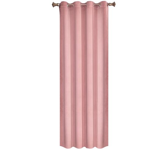 1p Pc Rideau Occultant Avec Oeillets En Velours Rose 140x245cm