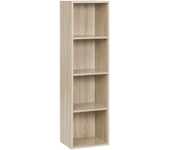 Bibliothèque Armoire En Panneaux De Particules. Etagère De Rangement. 30x24x106cm. Chêne Clair