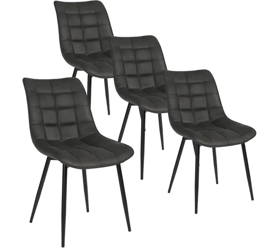 4xchaise De Salle À Manger Chaise De Cuisine  En Tissu simili-cuir + Métal Anthracite