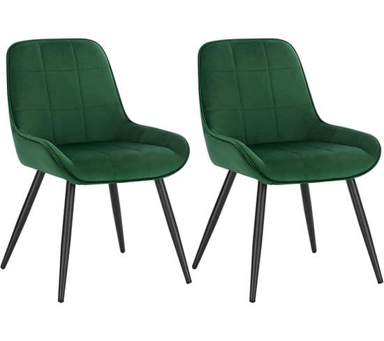 Chaises De Salle À Manger Lot De 2 Chaises Relaxantes En Velours Avec Dossier.vert Foncé