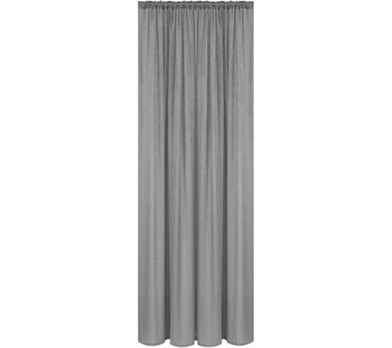 1 Pièce Rideau Voilage En Polyester  Avec Ruban Fronceur.semi-transparent.135x175cm Gris Foncé