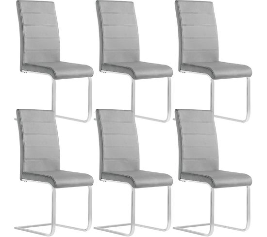 Lot De 6 Chaise Salle À Manger. Chaise Cantilever En Velours. Doux Et Confortable. Gris Foncé