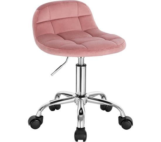 Tabouret De Bureau En Velours à Roulettes Rose