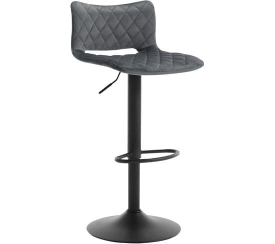 Tabouret De Bar Pivotant.chaise De Salle à Manger En Velours Rembourrée.hauteur Réglable.gris Foncé