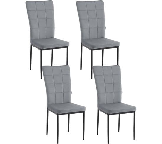 Lot De 4 Chaises Salle à Manger Rembourrée En Velours Gris Foncé 41 x 43 x 96.5 Cm