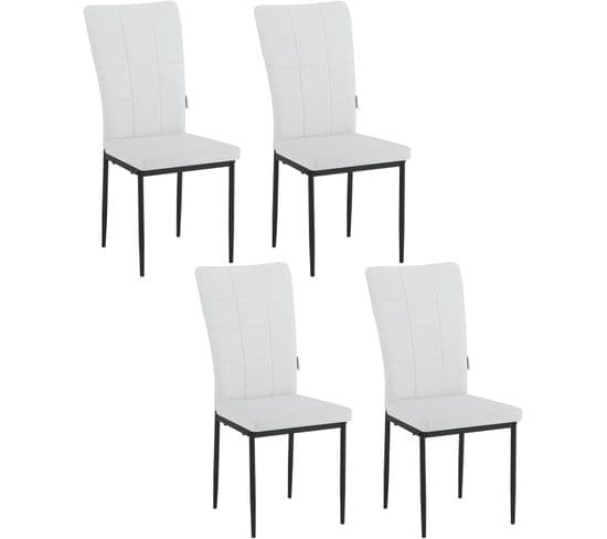 Lot De 4 Chaises Salle à Manger Rembourrée En Similicuir Blanc 41 x 43 x 96.5 Cm