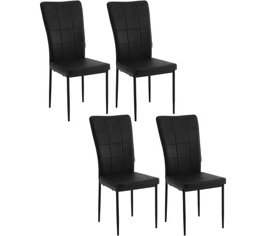 Lot De 4 Chaises Salle à Manger Rembourrée En Similicuir Noir 41 x 43 x 96.5 Cm