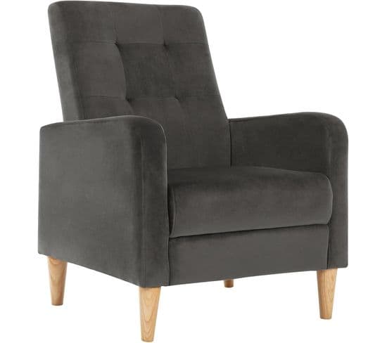 Fauteuil Relax Rembourré En Velours,fauteuil Cabriolet,avec Accoudoirs Et Dossier Haut,gris Foncé