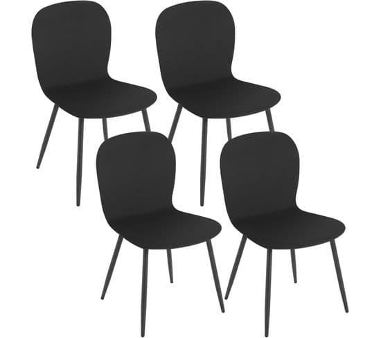 Lot De 4 Chaise Salle à Manger,siège Rembourré En Velours ,pieds En Métal,noir