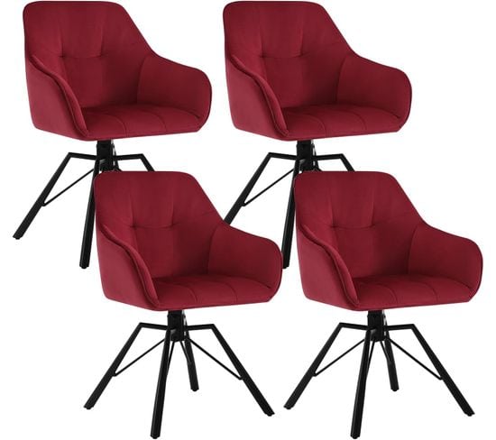 Lot De 4 Chaise Pivotante à 360°,chaise Salle à Manger Rembourrée,scandinave,en Velours,bordeaux