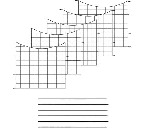 Clôture De Jardin,5 Panneaux Métalliques à Connecter Avec Piquet De Terre,en Grille,64x70cm,noir