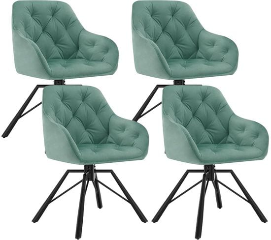 Lot De 4 Chaises Salle À Manger En Velours,pivotante,chaise Cuisine,avec Pieds En Métal,turquoise