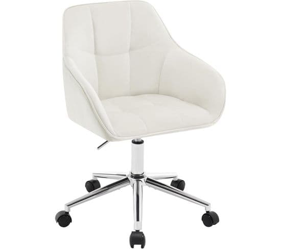 Chaise Bureau,fauteuil De Bureau,pivotante,siège Rembourré En Velours,hauteur Réglable,crème Blanc