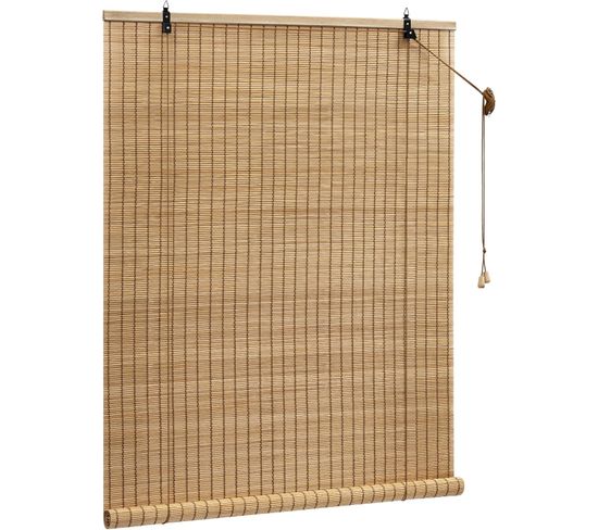 Store Enrouleur Bambou,store Occultant En Bambou,protection Solaire,tirage Latéral,marron,60x160cm