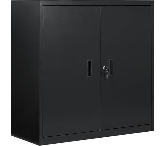 Caisson Bureau,armoire Bureau Métallique,verrouillable,avec Étagère Réglable,l90xp40xh92cm,noir