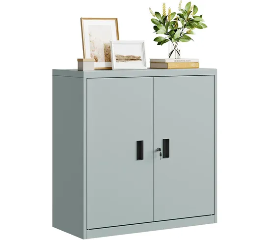 Caisson Bureau,armoire Bureau Métallique,verrouillable,avec Étagère Réglable,l90xp40xh92cm,gris