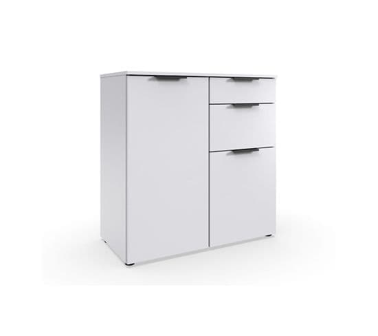 Commode Combinée 1 Porte Et 3 Tiroirs Avec Poignées En Métal - L81 Cm