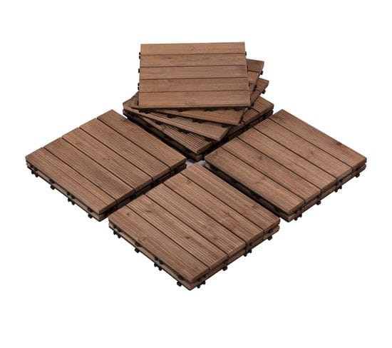 Lot De 11 Dalles De Terrasse Clipsable 30 Cm × 30 Cm