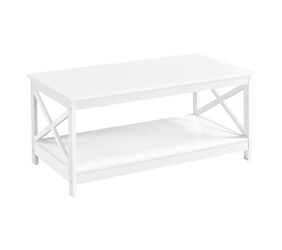 Table Basse De Salon En Bois Moderne Pied X Avec 1 100 X 54,5 X 45 Cm Blanc