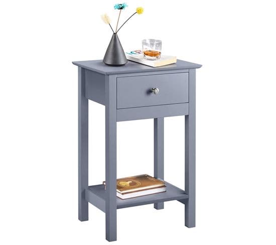 Table De Chevet Compacte Table De Nuit En Bois Mdf Gris