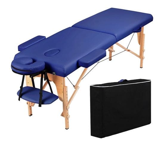 Table De Massage Portable Pliable À 2 Zones Bleu