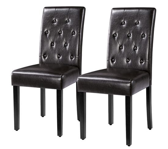 Lot De 2 Chaises De Salle À Manger En Similicuir Pvc Marron