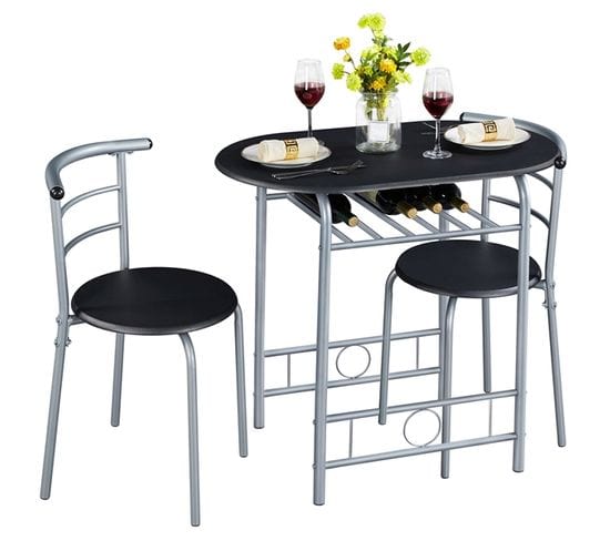 Ensemble De Table à Manger Avec 2 Chaises Noir