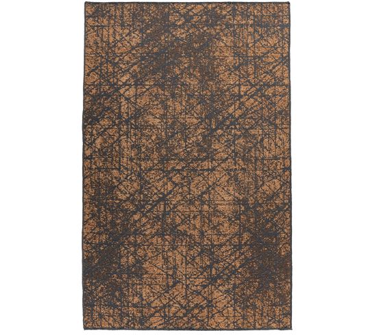 Tapis De Salon Kalev En Polyester - Noir Ébène - 120x170 Cm