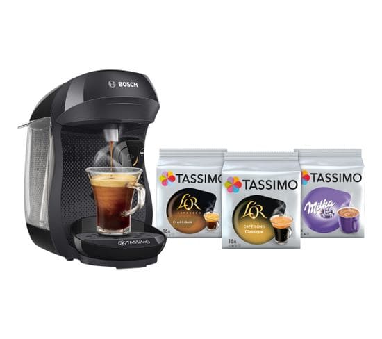 Machine à dosettes Tassimo BOSCH TAS1002N6 + 3 packs T-Discs