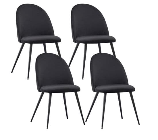 Chaises De Salle à Manger Capo Samt, Lot De 4, Noir