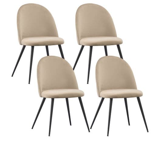 Chaises De Salle à Manger Capo Samt, Lot De 4, Beige