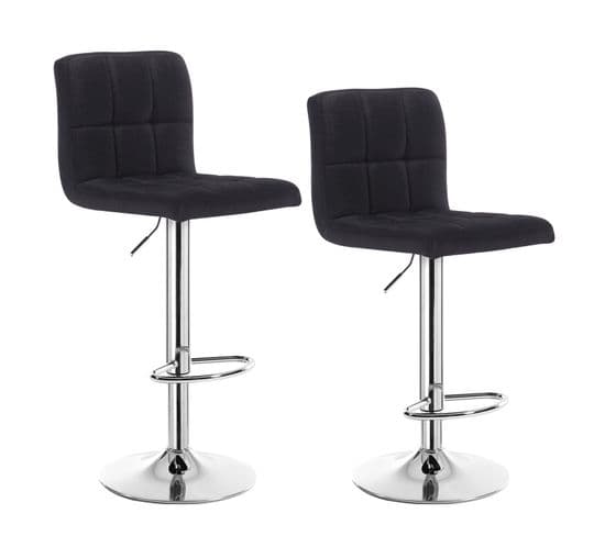 Lot De 2 Tabouret De Bar En Lin-tabouret De Bar Pivotant-noir