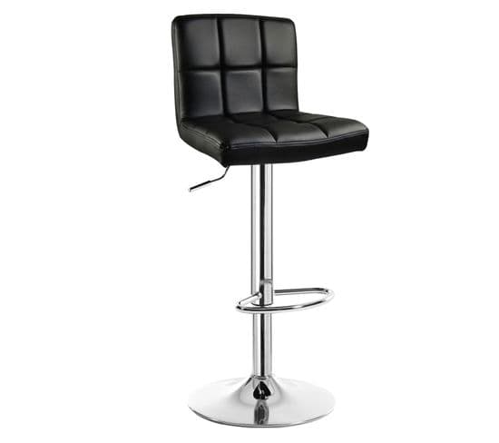 Tabouret De Bar En Cuir Artificiel-avec Bien Assise Rembourrée-tabouret Ajustables En Hauteur-noir