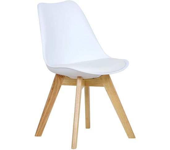 Chaise De Salle À Manger.chaise Scandinave En Similicuir + Plastique + Bois.blanc