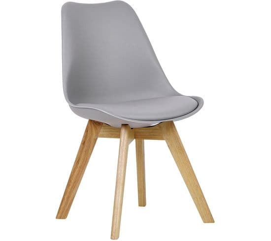 Chaise De Salle À Manger.chaise Scandinave En Similicuir + Plastique + Bois.gris