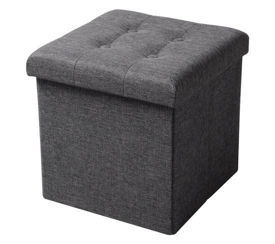 Tabouret Pouf Coffre Boîte De Rangement-siège Pliable-gagner De L'espace 37.5x37.5x38cm-gris Foncé