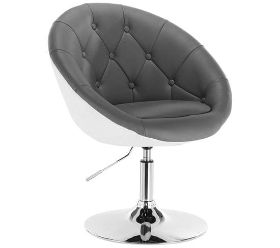 Fauteuil De Bar-tabouret De Bar En Similicuir-chaise De Loisir Rotatif-hauteur Réglable-gris+blanc