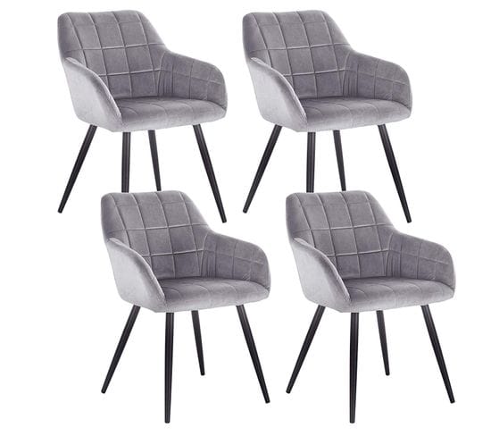 4x4x Chaises De Salle À Manger En Velours Pieds En Métal - Gris