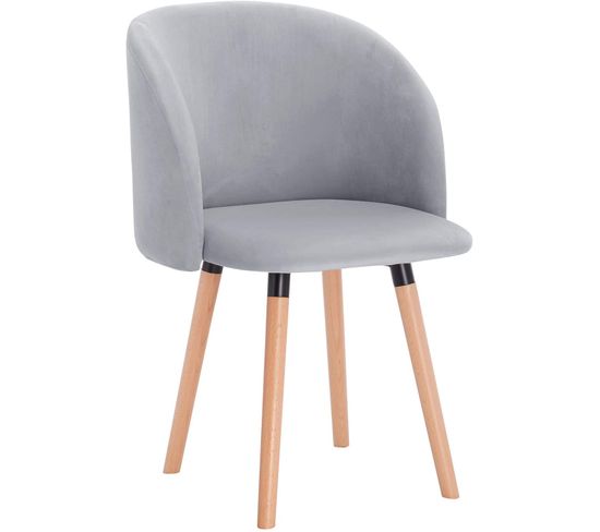 Chaise De Salle À Manger - Scandinave - Pied En Bois Massif - En Velours - Gris