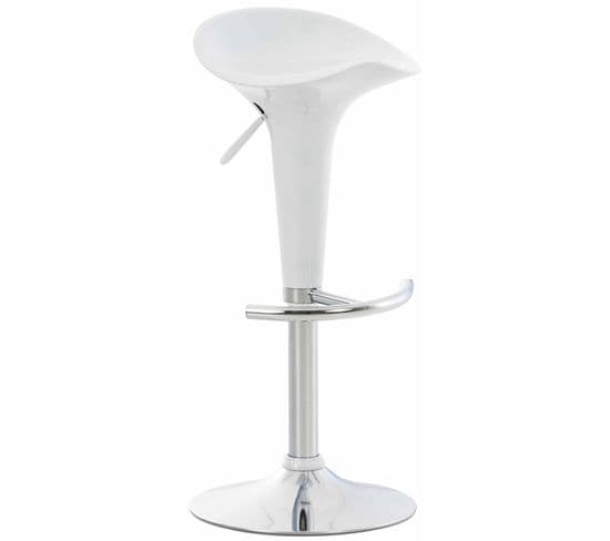 Tabouret De Bar Saddle Avec Assise En P^lastique Pied En Métal Blanc