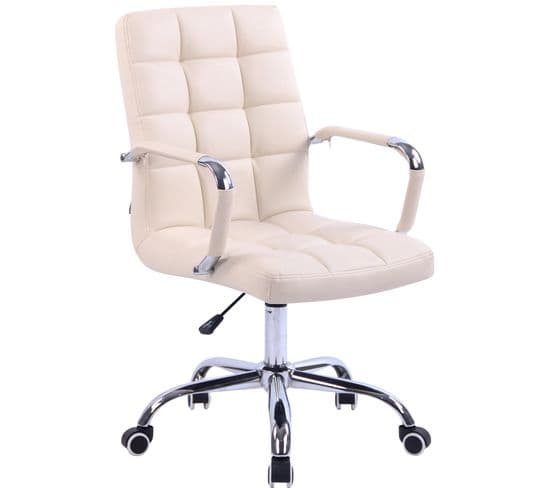 Fauteuil De Bureau Deli En Similicuir Crème