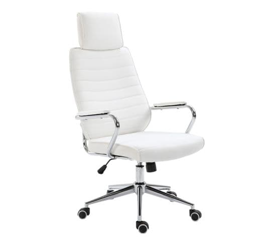 Fauteuil De Bureau Blanc En Polyuréthane (114-121 X 52 X 49 Cm)