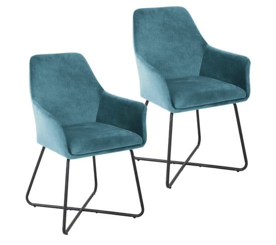 Josie Lot De 2 Chaises De Salle A Manger Bleu 58 x 59 x 88 Cm