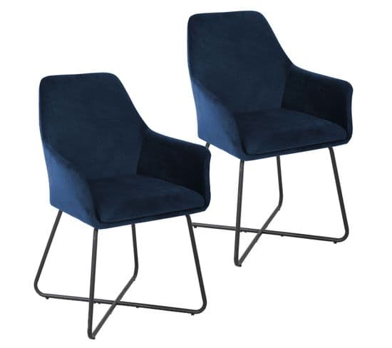 Josie Lot De 2 Chaises De Salle A Manger Bleu 58 x 59 x 88 Cm