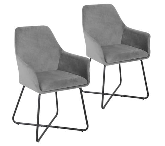 Josie Lot De 2 Chaises De Salle A Manger Gris 58 x 59 x 88 Cm