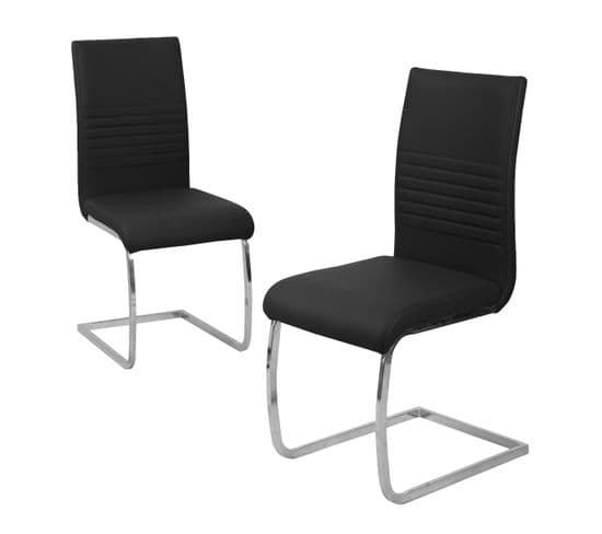 Lot De 2 Chaises De Salle A Manger Noir En Simili 49 x 43 x 98 Cm