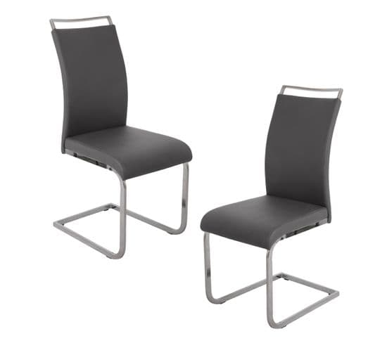 Lot De 2 Chaises De Salle A Manger Judi En Simili Gris 49 x 43 x 99 Cm