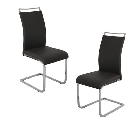 Lot De 2 Chaises De Salle A Manger Judi En Simili Noir 49 x 43 x 99 Cm