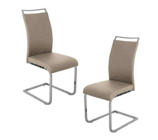 Lot De 2 Chaises De Salle A Manger Judi En Simili Beige 49 x 43 x 99 Cm